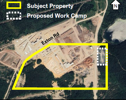 Key Map showing subject property and proposed work camp location