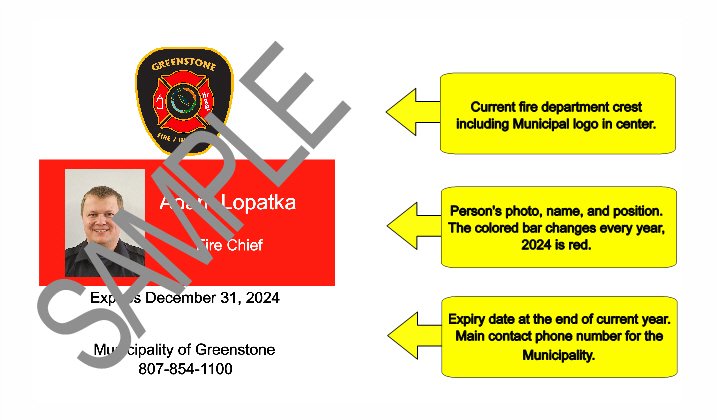 Photo of sample fire department i.d. card